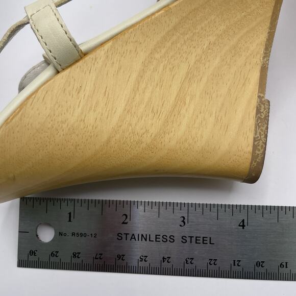 MOSCHINO Cheap and Chic Size 6.5 Leather Sandals Cream Wedge Heel Open Toe - Picture 9 of 9